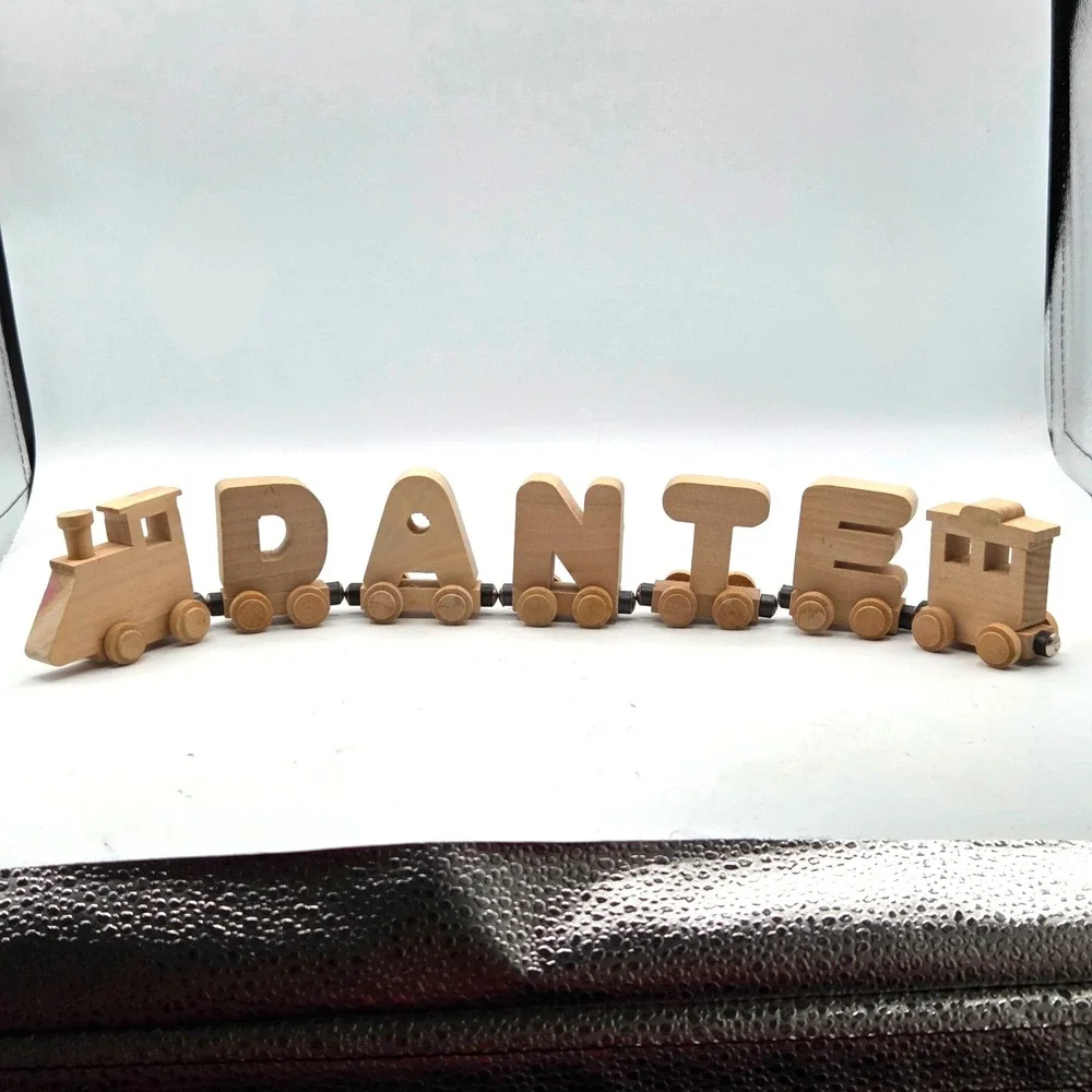 Wooden‎ Train With Letter Cars Spell Name DANTE Magnet Attached
